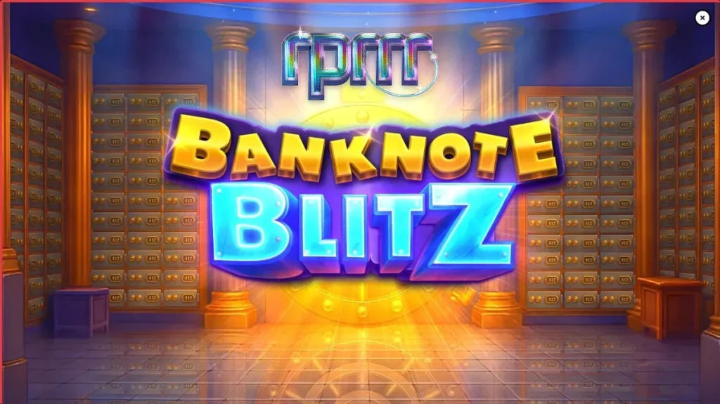 Tampilan antarmuka slot Banknote Blitz dengan desain brankas mewah