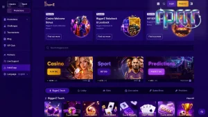 Antarmuka platform taruhan BiggerZ dengan elemen visual modern