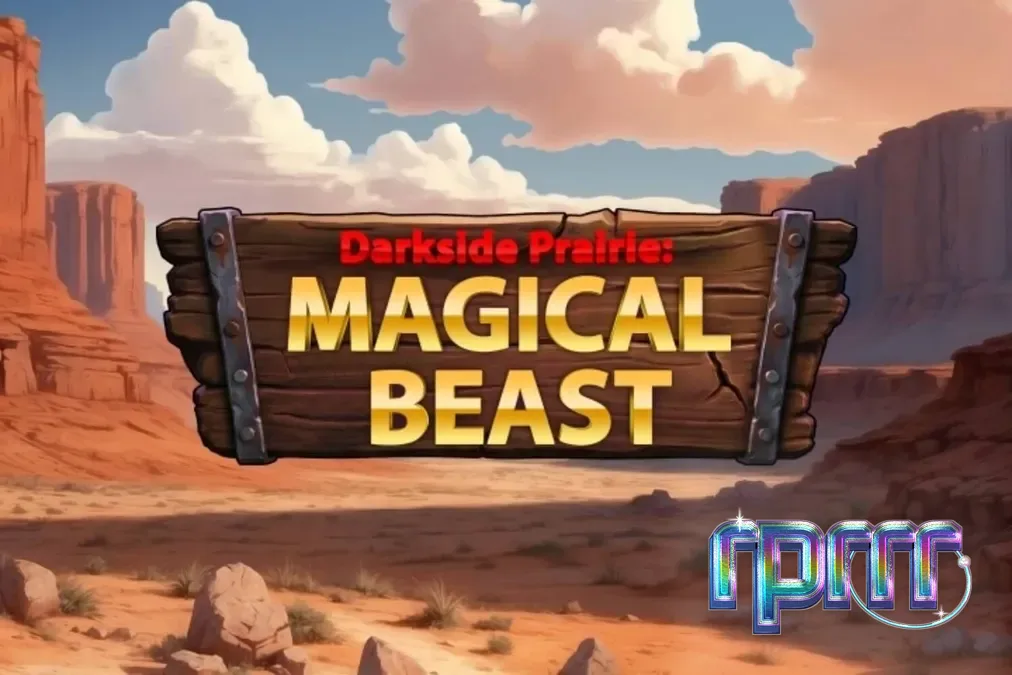 Pemandangan ngarai berbatu dengan simbol bison dalam permainan slot Darkside Prairie: Magical Beasts